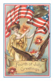 Columbia with Liberty Bell and Flag