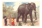 Children Looking at Elephant