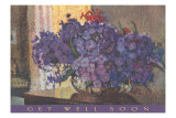 Get Well Soon, Violets in Vase