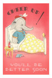 Cheer Up, Cartoon Elephant in Bed