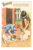 Bunny, Children Feeding Rabbits