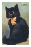 Lucky Black Cat with Bow