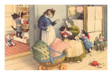 Cartoon Cats Playing House