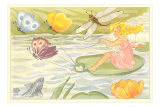 Butterflies Pulling Girl on Lily Pad