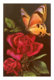 Red Roses with Yellow Swallowtail Butterfly