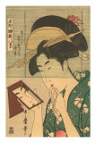 Buy Japanese Woodblock, Geisha Looking in Mirror at AllPosters.com