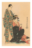 Japanese Woodblock, Man with Geisha