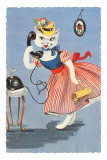 Stylish Lady Cat on Phone