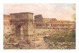 Ruins in Rome, Coliseum and Arch of Titus