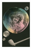 Lady in Bubble Playing with Kitten