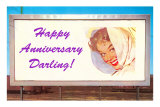 Happy Anniversary Darling, Woman on Billboard Premium Poster