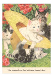 Kittens in Straw Hat