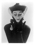 Anne Gunning in an Erik felt and Velvet Mandarin Hat with Veil, 1950