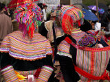 Rear View of Two Flower Hmong Women at a Market, Bac Ha Sunday Market, Lao Cai Province, Vietnam