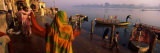 Boats in a River, Yamuna River, Vrindavan, Mathura District, Uttar Pradesh, India