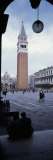 View of a Bell Tower with a Cathedral in the Background, St. Mark's Square, Venice, Veneto, Italy