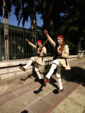 Evzones Performing Change of Guard on Herodou Attikou Street, National Garden of Athens, Greece