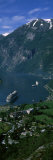 View of a Town at the Coast, Geiranger Fjord, Geiranger, More Og Romsdal, Norway