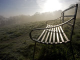 Buy Shropshire, Ludlow, Wrought Iron Benches on Whitcliffe Common on a Misty Spring Morning, England at AllPosters.com
