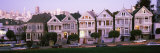Postcard Row Houses in City, Seven Sisters, Painted Ladies, Alamo Square, San Francisco, California