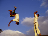 Two Boys Practice Capoeira, the Brazilian Martial Art