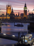 Big Ben and the Houses of Parliament Seen across the River Thames from Waterloo Bridge at Sunset