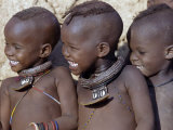 Buy Three Happy Himba Children Enjoy Watching a Dance, Namibia at AllPosters.com