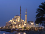 United Arab Emirates, Sharjah, Sharjah Mosque by the Corniche, Dusk