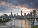 A Citycat Ferry Cruises Beneath Brisbane's Story Bridge Towards City Centre, Brisbane, Australia