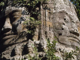 Detail of Carved Faces at Baray Temple, Angkor Wat, Cambodia