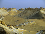 Two 4X4S Descend from the Escarpment on the Approach to Dakhla Oasis in the Western Desert, Egypt