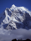 Climbers on Ridge in Dodh Koshir River Valley Photograph Himalayan Peak of Everest Range