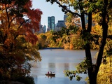 New York City, Manhattan, Central Park and the Grand Buildings across the Lake in Autumn, USA