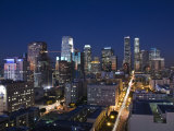California, Los Angeles, Aerial View of Downtown from West 11th Street, Dusk, USA