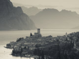 Veneto, Lake District, Lake Garda, Malcesine, Aerial Town View, Italy