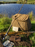 A Split-Cane Fly Rod and Traditional Fly-Fishing Equipment Beside a Trout Lake in North Wales, UK