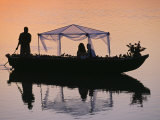 Bride and Groom Leaving a Wedding at Nkwali, Poled on African Gondola, Zambia