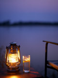 Gin and Tonic by the Light of Hurricane Lamp, Looking Out over the Zambezi River, Zambia
