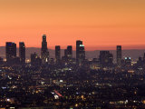California, Los Angeles, Downtown from Hollywood Bowl Overlook, Dawn, USA