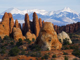 Utah, Mountains of Manti La Sal National Forest and Sandstone Pinnacles, Devils Garden