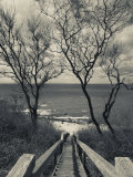 New York, Long Island, Cutchogue, Horton Point Lighthouse Stairs and Long Island Sound, USA