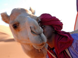 Tuareg and Dromedary, Sebha, Ubari, Libya, North Africa, Africa