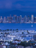 California, San Diego, City and Shelter Island Yacht Basin from Point Loma, Dusk, USA