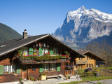 Traditional Houses, Wetterhorn and Grindelwald, Berner Oberland, Switzerland