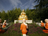 Statues of Buddha with His Disciples in Benares, Sainte-Foy-Les-Lyon, Rhone, France, Europe