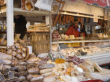 Stall Selling Cheese, Fruit Cake and Sausages at Christmas Market on Maxheinhardtplatz