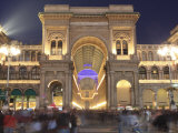 Galleria Vittorio Emanuele Entrance Illuminated at Dusk, Milan, Lombardy, Italy, Europe