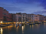 Grand Canal at Dusk, Rialto, Venice, UNESCO World Heritage Site, Veneto, Italy, Europe