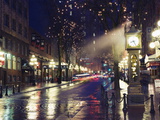 The Steam Clock at Night on Water Street, Gastown, Vancouver, British Columbia, Canada Photographic Print