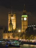 Big Ben and the Houses of Parliament by the River Thames at Dusk, Westminster, London